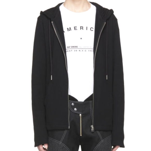 Helmut Lang Black Waffle Zip Hoodie M Designer Minimalist Loungewear - Picture 1 of 12